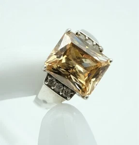 Anello Donna 925 Argento Citrino Zirconi Pietre Preziose Gr.50 Sterling # - Bild 1 von 8
