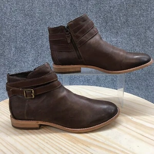 NEW Clarks Boots Womens 12 M Maypearl Edie Side Zip Ankle Bootie Brown Leather - Picture 1 of 20
