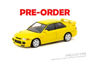 (In Stock) Tarmac Works 1/64 Mitsubishi Lancer GSR Evolution III Yellow Model - Picture 1 of 14