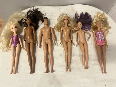 RARE Barbie Ken Lot Nude Brunette Blonde Hair 2009 2015 2016 Lot Of 6 - Image 1 of 4