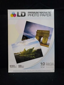 LD PREMIUM MAGNETIC PHOTO PAPER 10 SHEETS 4"x6" GLOSSY NEW UNOPENED - Picture 1 of 2