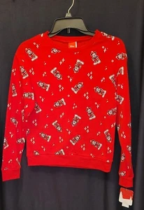 NWT GIRLS SIZE XL (16) DISNEY CHRISTMAS MICKEY MOUSE RED SWEATSHIRT - Picture 1 of 4