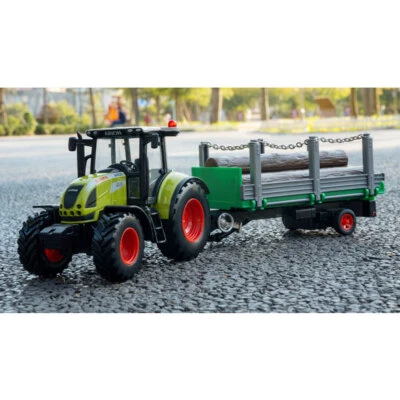 1/32 Farm Tractor Toy with Wood Trailer Transport Model Diecast Toy Vehicle - Image 1 of 4