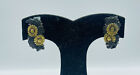 Japanische Antik Sterlingsilber Gemischte Metall Blume Shakudo Schraube Ohrringe