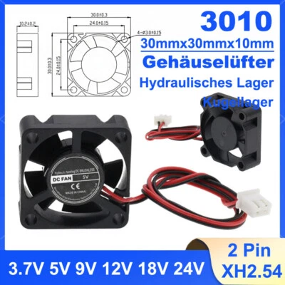 Lüfter DC Brushless 30x30x10mm 5V 9V 12V 18V 24V 2Pin für Computer,3D Drucker - Bild 1 von 4
