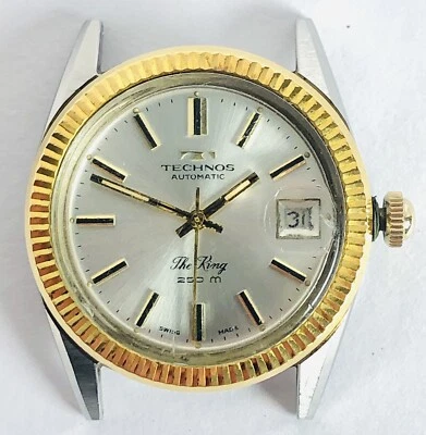 G2U Vintage TECHNOS The King Automatic Running Swiss Made Mens Divers Wristwatch - Imagem 1 de 4