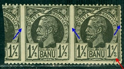1885 Rey Carol I, "Águilas", VULTURI, Libro Blanco, Rumania, M.57 x2, Variedad/ERROR, MNH Foto 1 de 2