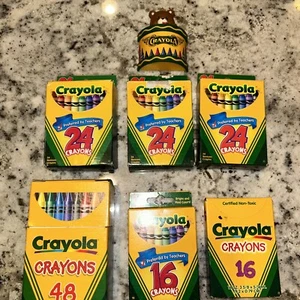 Vintage Binney & Smith Crayola Crayons Lot 6 Boxes Retired Colors Mostly Unused - Picture 1 of 15