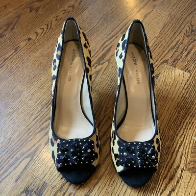 Antonio Melani Size 10M Leopard Print Bovine Hair Textured Pumps Heels Shoes - Image 1 of 4