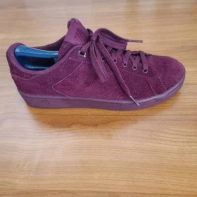  Tenis para mujer K Swiss Clean Court de gamuza borgoña con cordones talla 7,5 Foto 1 de 4