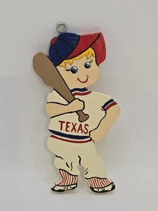 Vintage Cutout Boy Christmas Ornament TEXAS RANGERS Baseball Hand Painted Player - Picture 1 of 4