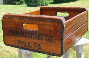 Vintage Wood Wooden Ad Crate Twin Packing Company Philadelphia PA Soda Bottles? - Picture 1 of 7