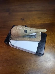 Vintage Wood Mouse Long-nose Stapler Handmade Folk-Art - Picture 1 of 11