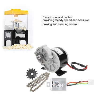 12V 250W DC Eletrical Motor Speed Controller Chain Wheel Gear Popcorn Machine - Photo 1/4