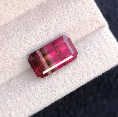 Emerald Cut Quad Color  Natural Tourmaline Gemstone: 3.4 Carats - Image 1 of 4
