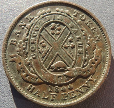 1844 Canada Bank of Montreal Token Half Penny with free shipping - Image 1 of 2