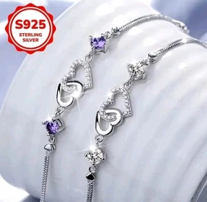 🌺🌟Damen 925er Silber Armband Herz ❤️ Anhänger sehr schönes Geschenk Frau🌟🌺💞 - Bild 1 von 5