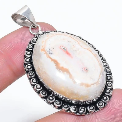 Colgante de piedras preciosas de cuarzo solar blanco forma ovalada hecho a mano joyería de regalo 2,7" FP 3075 Foto 1 de 4