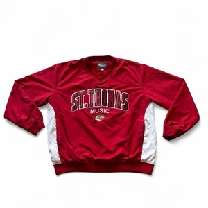 St. Thomas University Vintage 80s Music Windbreaker Jacket Red & White Size L - Picture 1 of 4