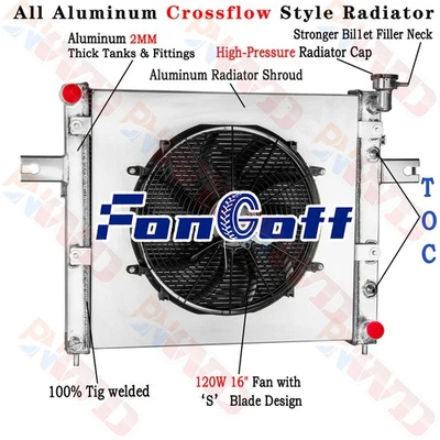 4 Row Radiator+Shroud Fan For 99-2000 Jeep Grand Cherokee Limited Sport 4.7L Foto 1 de 4
