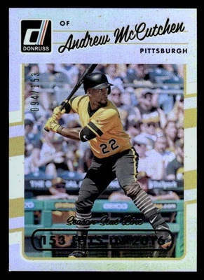 Andrew McCutchen 2017 Donruss Season Stat Line #/153 #135 Pittsburgh Pirates ESE - Image 1 of 2