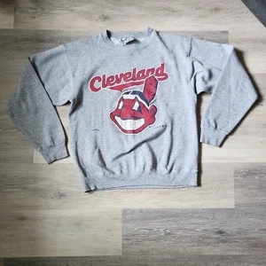 Vintage Lee 90s Cleveland Indians Chief Wahoo Crewneck Sweatshirt Gray Pullover XL - Bild 1 von 13