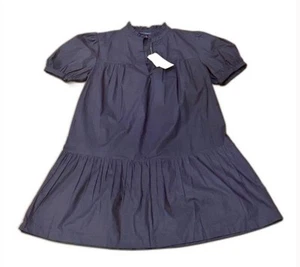 Neu mit Etikett French Connection Popeline kurzärmliges Minikleid marineblau – Damen M - Bild 1 von 8