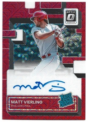 2022 Panini Donruss Optic #RRS-MV Matt Vierling RC /99 Auto Red Mojo Prizm - Image 1 of 2