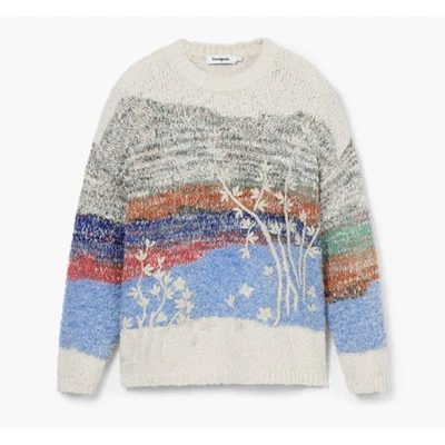 Desigual. Colorful Knit Pullover Sweater Floral Oversized Women's size Large - Image 1 of 4