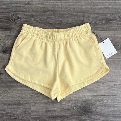 Pantalones Cortos SPIRITUAL GANGSTER Kylie Lounge Medianos Amarillo Mantequilla Tiro Alto Vellón Nuevos con Etiquetas Foto 1 de 4