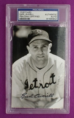 Earl Averill Signed Autographed Photo Unused Postcard HOF Detroit Tigers PSA/DNA - Image 1 of 2