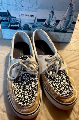 Mujer Sperry Top Sider Talla 10M Azul Floral y Tostado Cuerda Náutica Foto 1 de 4