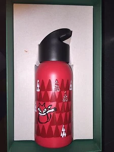 Starbucks Red Fox 12 oz Christmas Water Bottle w/2016 Gift Box Sold Out!! Rare - Picture 1 of 1