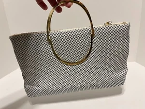 De colección Emp Orr malla de metal blanco bolso de noche art deco oro asas abatibles - Imagen 1 de 23