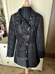 MY COLLECTION Preloved Black Silver Single Breasted Cotton Blend Coat Size S - Picture 1 of 10