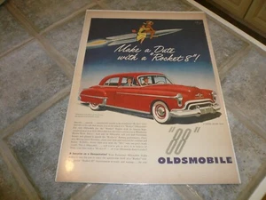 Early 50's Oldsmobile Olds Ad Advertisement Vintage Print Ad - 88 4 dr Sedan Red - Picture 1 of 1