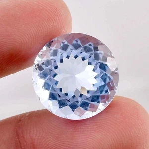 19.80 Ct Natural Blueish AQUAMARINE Round Cut Loose Gemstone Certified 18x18 MM - Picture 1 of 6