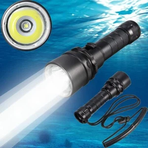 Led Scuba Diving Flashlight Torch Underwater 100M Waterproof Light Rechargeable - Picture 1 of 5