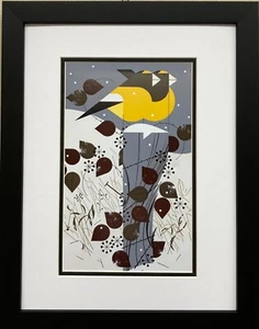 Charley Harper "Evening Grosbeaks" Custom Framed Art Print, Birds - Picture 1 of 3
