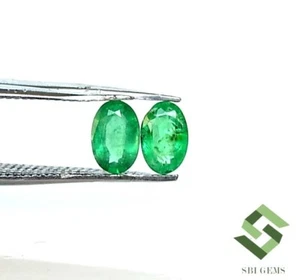 6x4 mm Certified Natural Emerald Oval Cut Pair 0.74 CTS Untreated Loose Gemstone - Picture 1 of 8