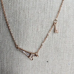 Collana Gioielli Moda Tono Oro Rosa Parigi Torre Eiffel Strass Charm - Foto 1 di 6