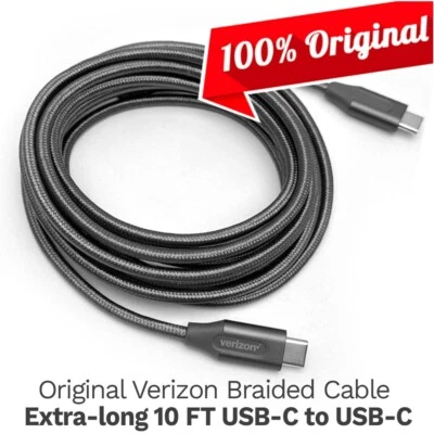 Original Verizon 10FT Braided USB-C Charge Data Cable for Galaxy iPhone iPad - Image 1 of 4