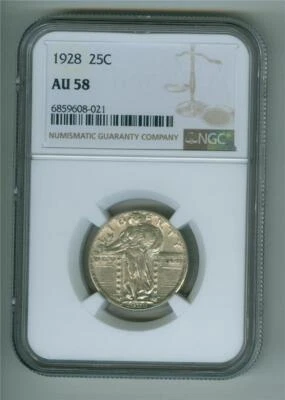 U.S. 1928 STANDING LIBERTY QUARTER NGC AU-58 - Image 1 of 2