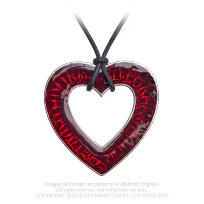 Ciondolo Alchemy Gothic a Cuore Smaltato Rosso P803 Love Over Death - Immagine 1 di 4