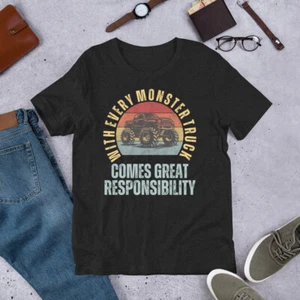 With Every Monster Truck Comes Great Responsibility Sunset t-shirt - Picture 1 of 5