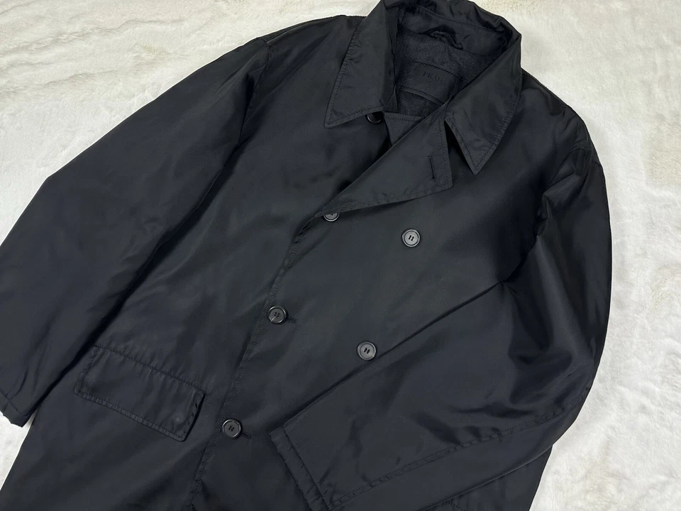 VTG PRADA Milano double breasted wool lining nylon trench / size XXL - Image 1 of 4