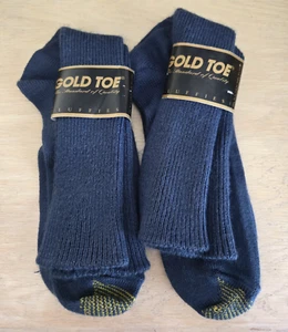 2 Pair Gold Toe Fluffies Socks Navy Blue Men's Shoe Size 6.5-12 Made in USA 520S - Picture 1 of 5