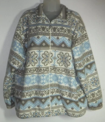 Chaqueta polar Alfred Dunner L crema estampado floral cremallera completa Foto 1 de 4