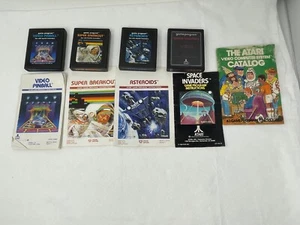 4 VTG ATARI GAME CARTRIDGES W/MANUALS ASTEROIDS SUPER BREAKOUT SPACE INVIDERS - Picture 1 of 6
