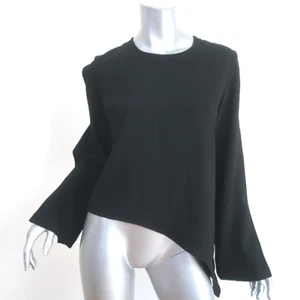 IRO Awefa Asymmetric Blouse Black Cutout Crepe Size 38 Long Sleeve Top NEW - Picture 1 of 7